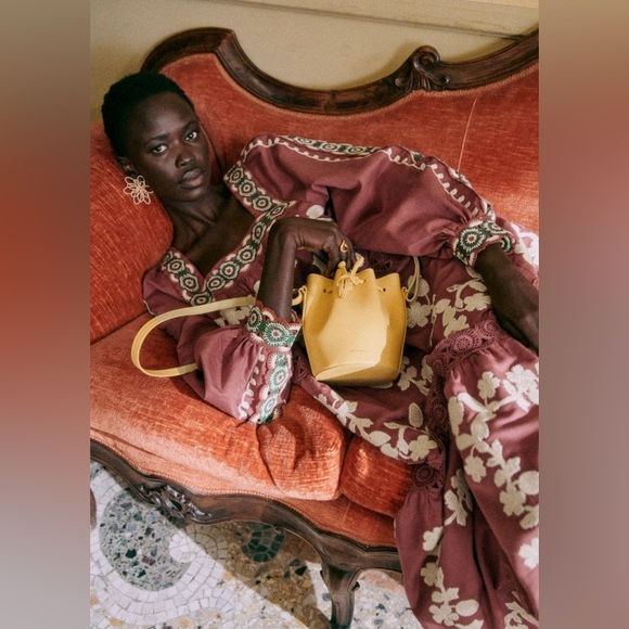 NWT Sézane Adénora Dress in Ecru Green Embroidery FR 38 / US 6 - Picture 2 of 16